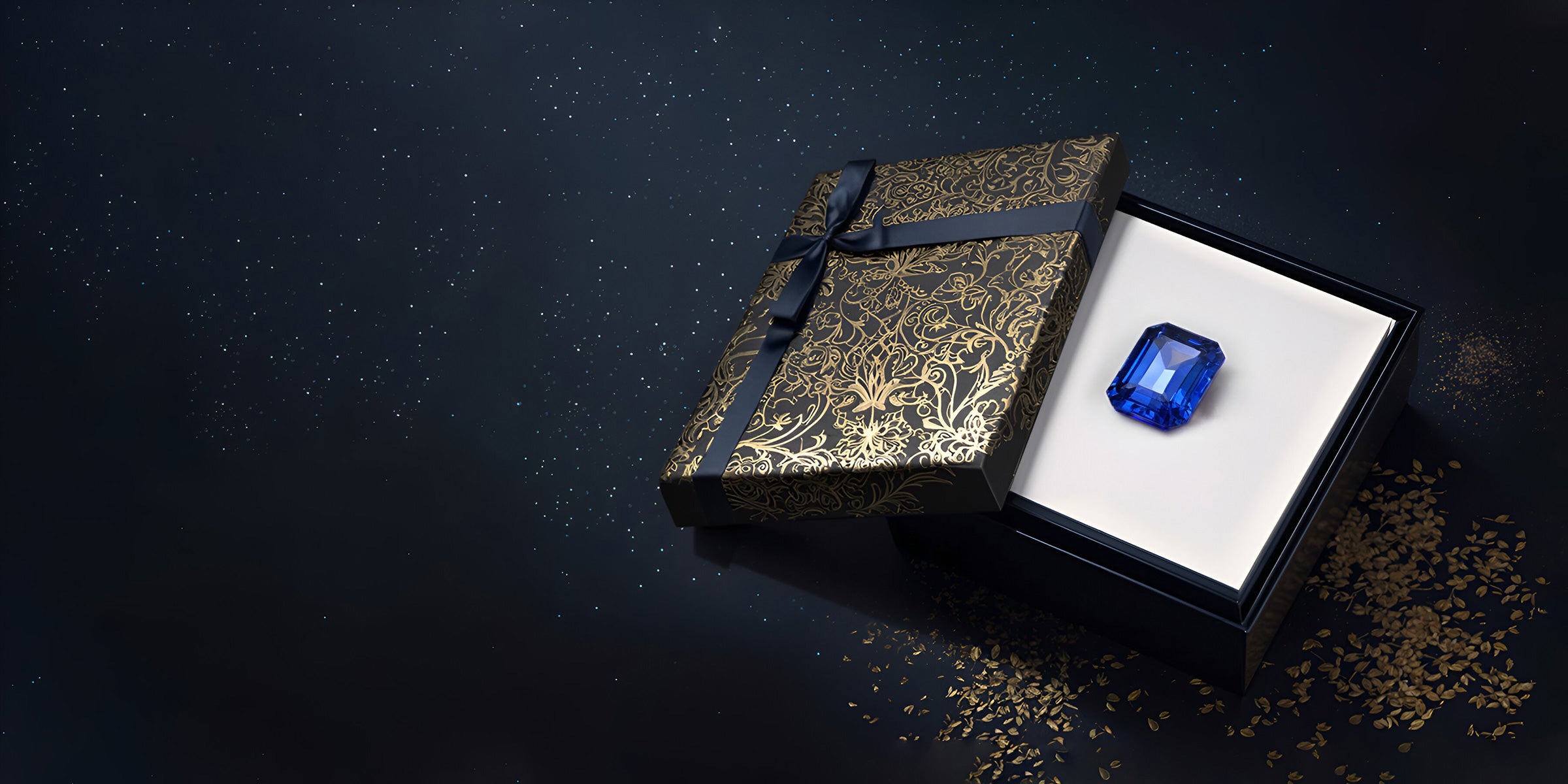 Une tanzanite dans un coffret-cadeau